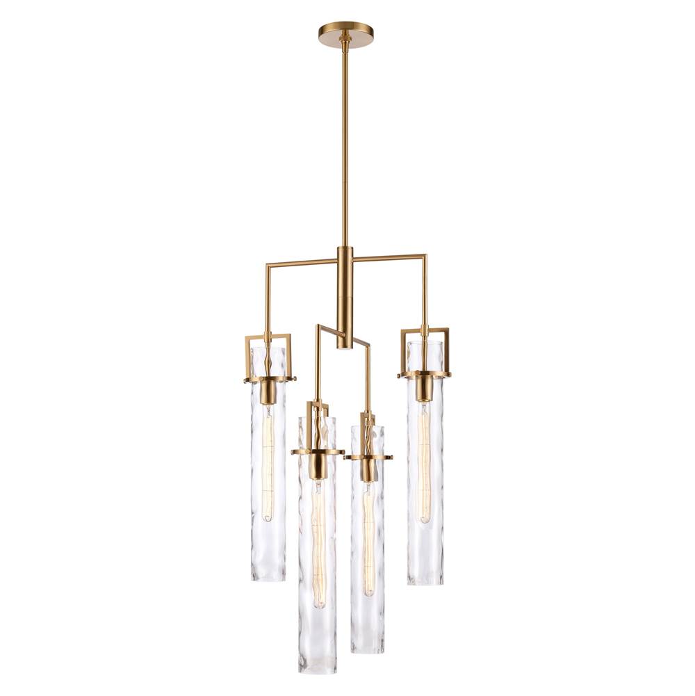 Arabela Lighting 85241-4 Lacquered Gold 36.5'' Jayden  Chandelier In  Lacquered Gold  With  Slender Water Glass Image 1