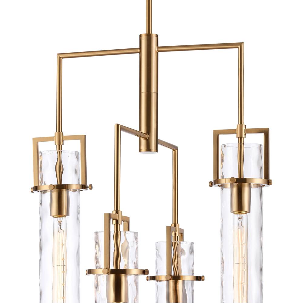 Arabela Lighting Jayden 36.5'' Jayden  Chandelier In  Lacquered Gold  With  Slender Water Glass