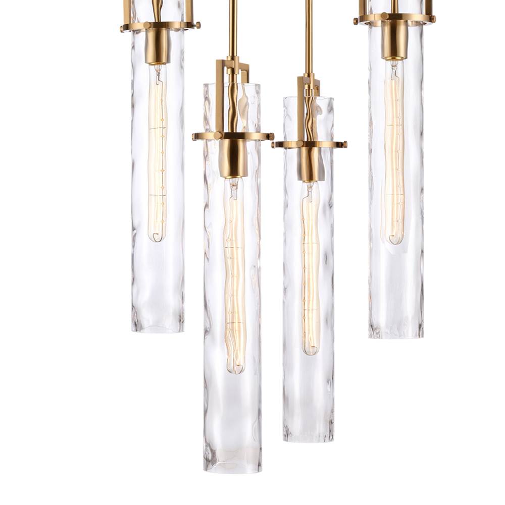 Arabela Lighting 85241-4 Lacquered Gold 36.5'' Jayden  Chandelier In  Lacquered Gold  With  Slender Water Glass Image 5