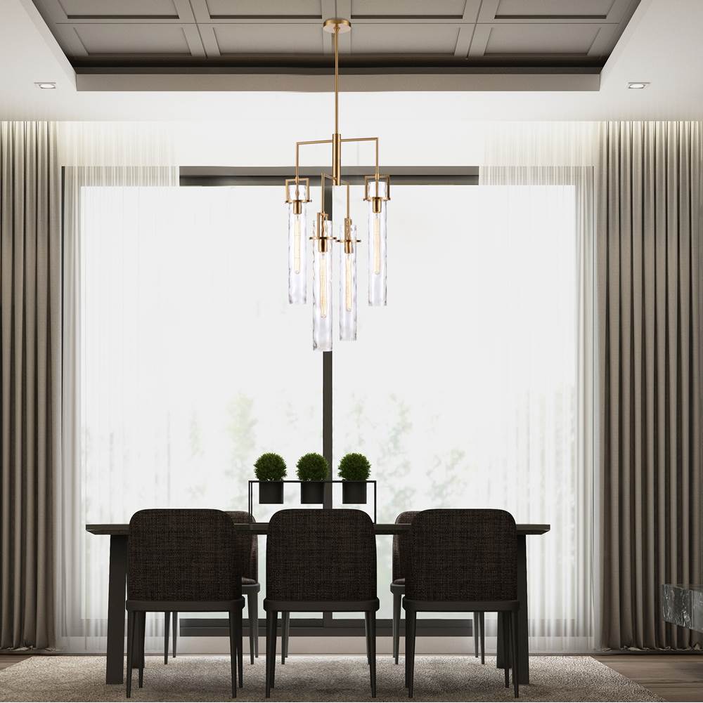 Arabela Lighting 85241-4 Lacquered Gold 36.5'' Jayden  Chandelier In  Lacquered Gold  With  Slender Water Glass Image 3