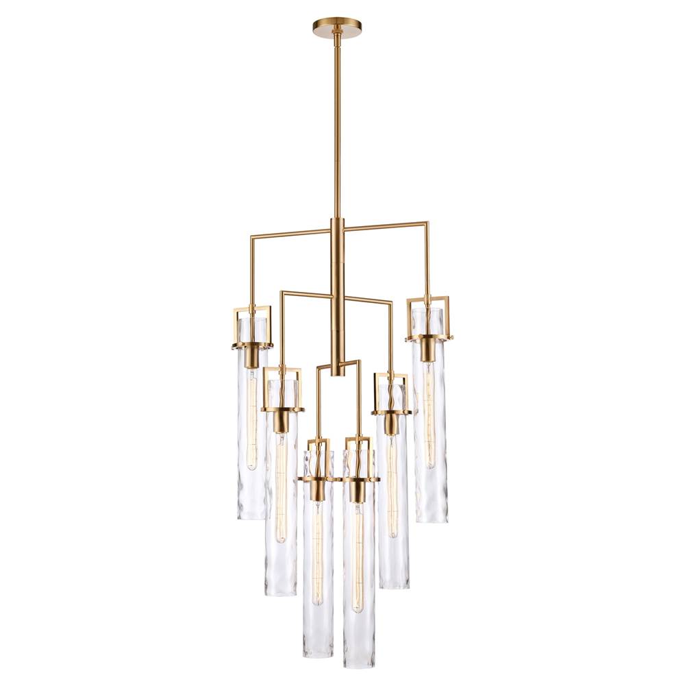 Arabela Lighting 85242-6 Lacquered Gold 44.5'' Jayden Chandelier In  Lacquered Gold  With  Slender Water Glass Image 1