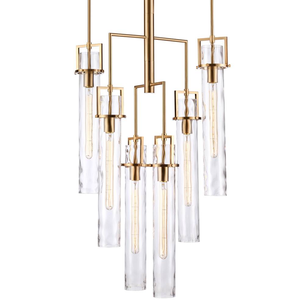 Arabela Lighting Jayden 44.5'' Jayden Chandelier In  Lacquered Gold  With  Slender Water Glass