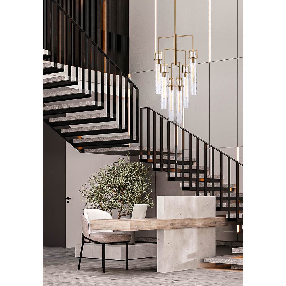 Arabela Lighting 85242-6 Lacquered Gold 44.5'' Jayden Chandelier In  Lacquered Gold  With  Slender Water Glass Image 3