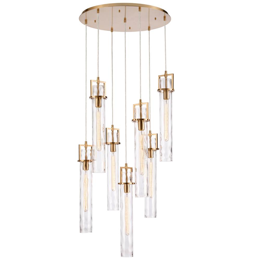 Arabela Lighting 85244-7 Lacquered Gold 46.5'' Jayden Chandelier In  Lacquered Gold  With  Slender Water Glass Image 1
