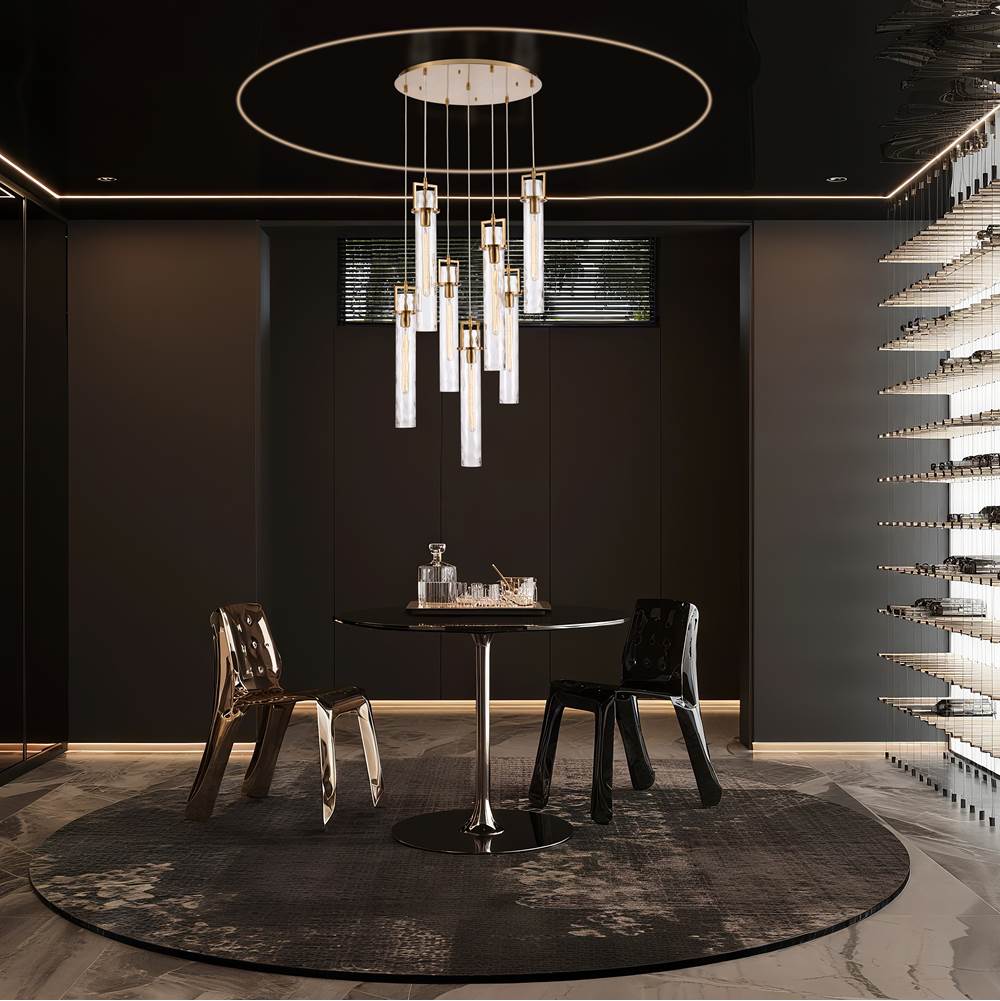 Arabela Lighting 85244-7 Lacquered Gold 46.5'' Jayden Chandelier In  Lacquered Gold  With  Slender Water Glass Image 3