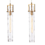 Arabela Lighting Jayden 50'' Jayden Linear Chandelier In  Lacquered Gold  With  Slender Water Glass