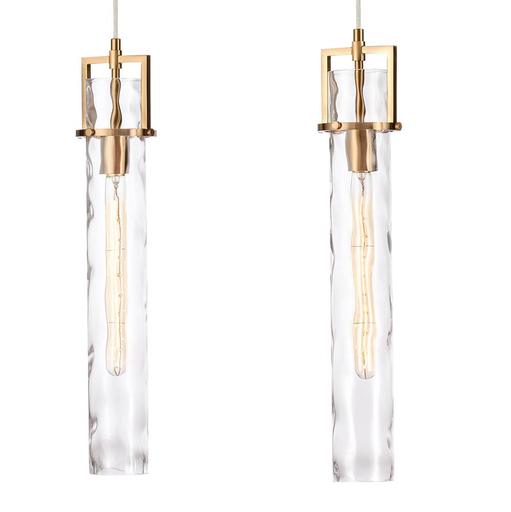 Arabela Lighting Jayden 50'' Jayden Linear Chandelier In  Lacquered Gold  With  Slender Water Glass