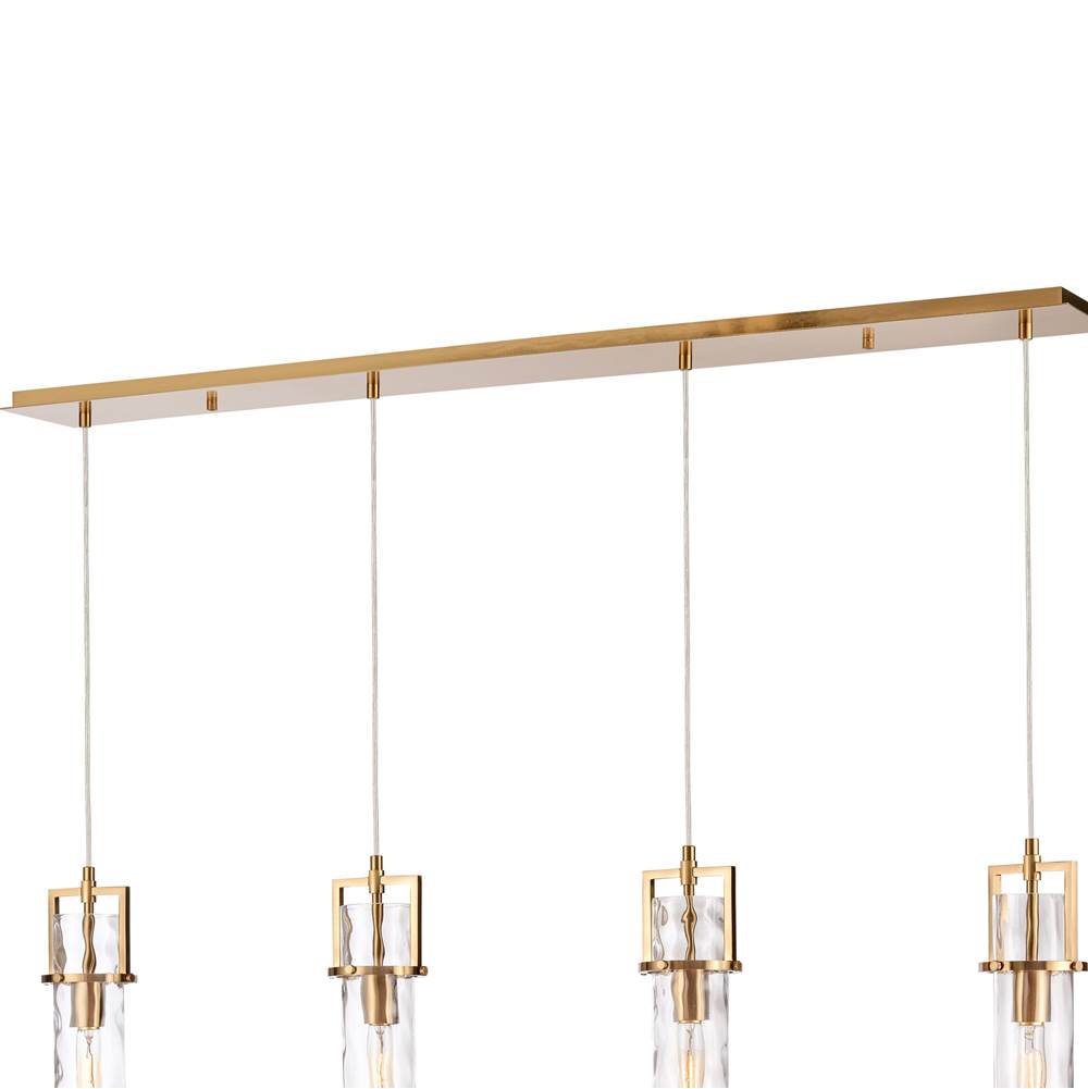 Arabela Lighting 85245-4 Lacquered Gold 50'' Jayden Linear Chandelier In  Lacquered Gold  With  Slender Water Glass Image 5