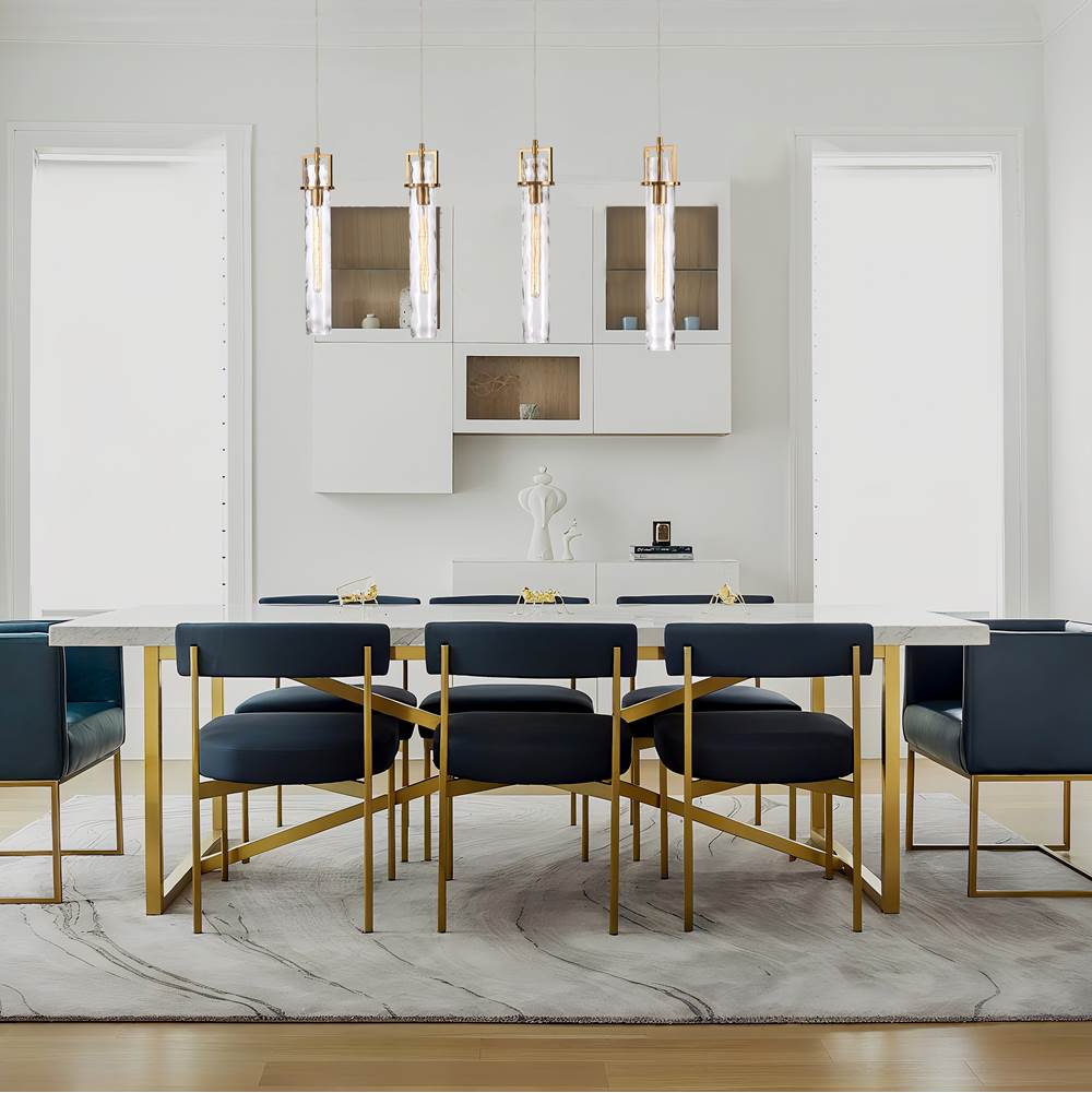 Arabela Lighting 85245-4 Lacquered Gold 50'' Jayden Linear Chandelier In  Lacquered Gold  With  Slender Water Glass Image 3