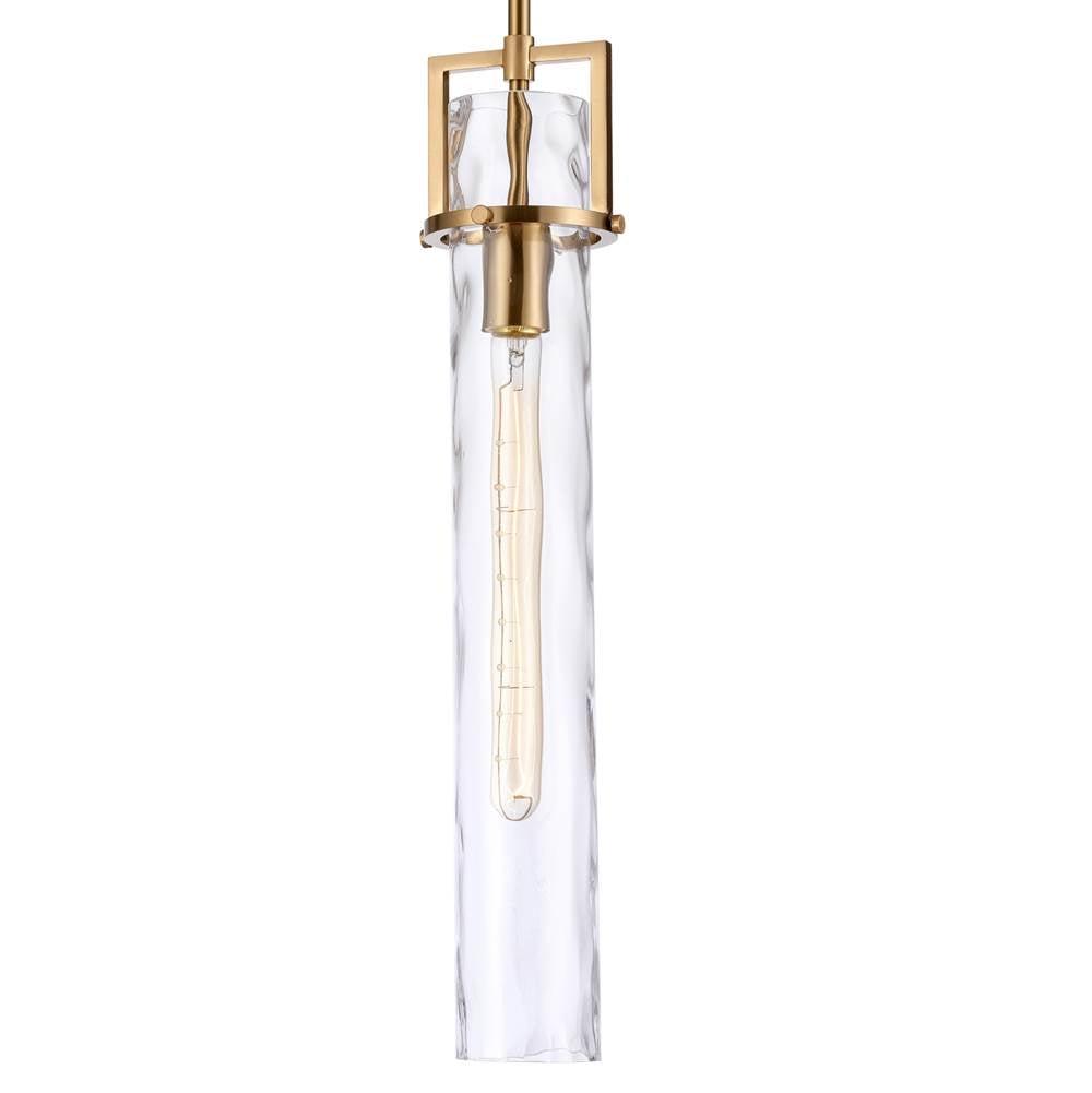 Arabela Lighting Jayden 22.5'' Jayden Pendant In  Lacquered Gold  With  Slender Water Glass