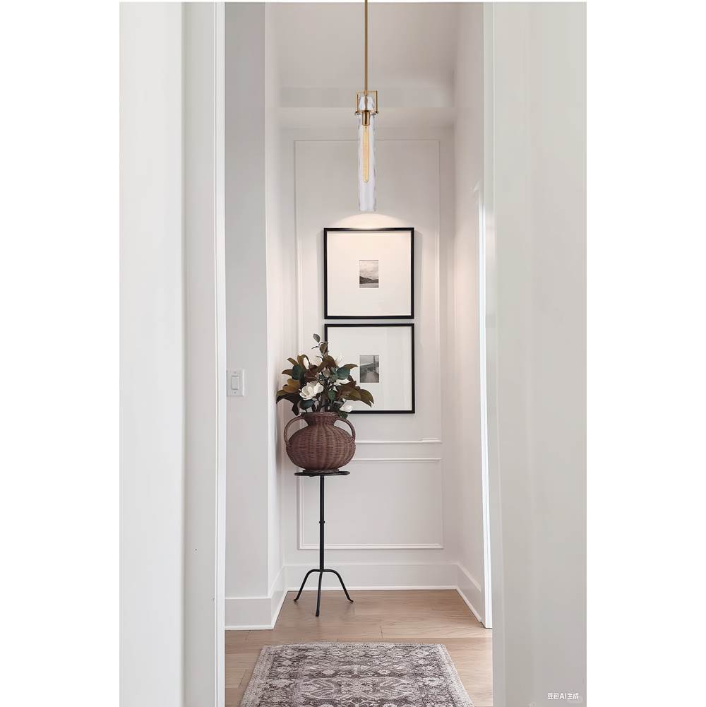 Arabela Lighting 85246-1 Lacquered Gold 22.5'' Jayden Pendant In  Lacquered Gold  With  Slender Water Glass Image 3