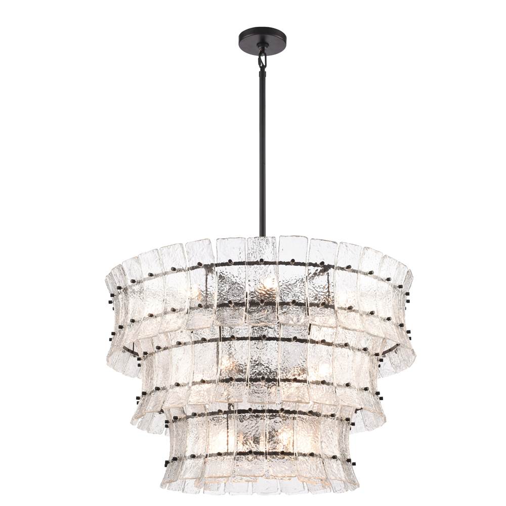 Arabela Lighting 85250-16 Matte Black 35.5'' Sophie Pendant In Matte Black With Textured Rectangular Glass Panels Image 1