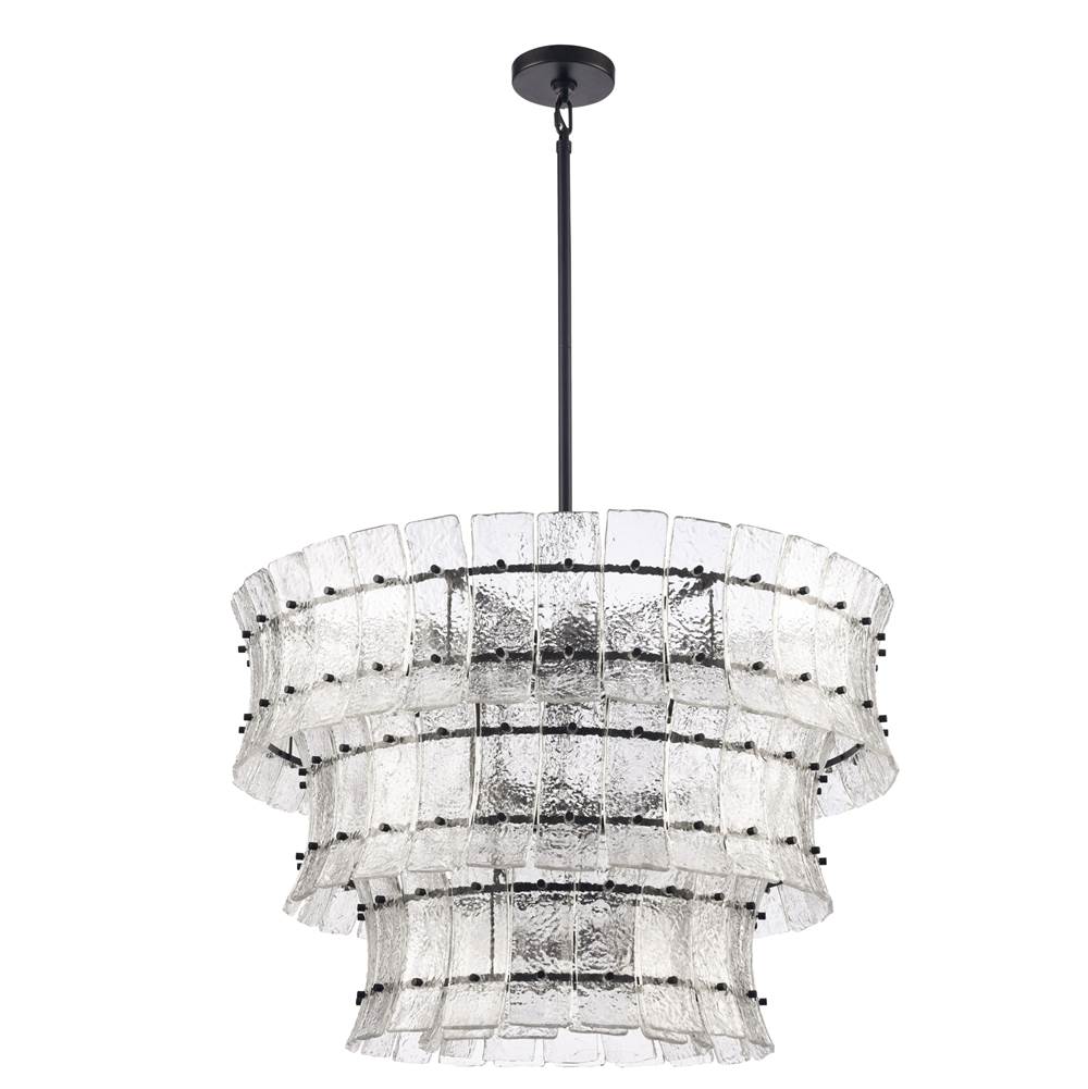 Arabela Lighting Sophie 35.5'' Sophie Pendant In Matte Black With Textured Rectangular Glass Panels