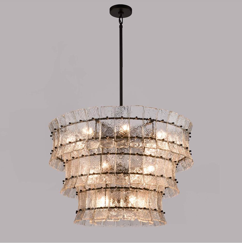 Arabela Lighting 85250-16 Matte Black 35.5'' Sophie Pendant In Matte Black With Textured Rectangular Glass Panels Image 4