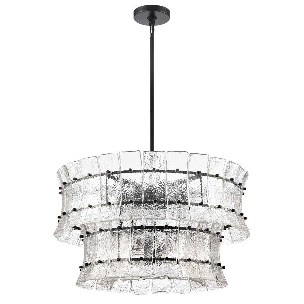 Arabela Lighting Sophie 28'' Sophie Pendant In Matte Black With Textured Rectangular Glass Panels