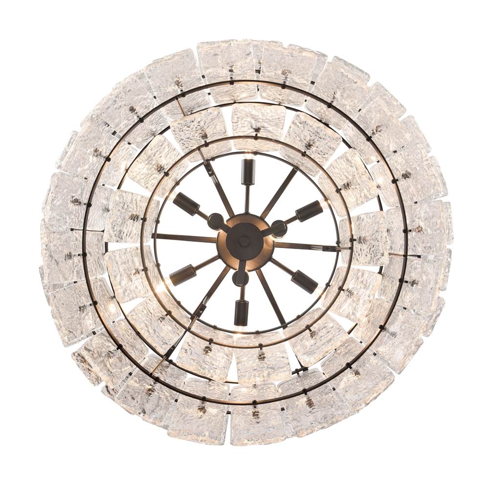 Arabela Lighting 85251-9 Matte Black 28'' Sophie Pendant In Matte Black With Textured Rectangular Glass Panels Image 7