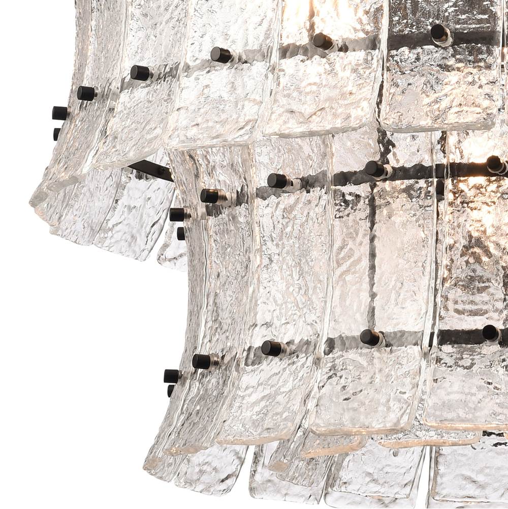 Arabela Lighting 85251-9 Matte Black 28'' Sophie Pendant In Matte Black With Textured Rectangular Glass Panels Image 6