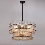 Arabela Lighting 85251-9 Matte Black 28'' Sophie Pendant In Matte Black With Textured Rectangular Glass Panels Image 4