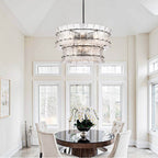 Arabela Lighting 85251-9 Matte Black 28'' Sophie Pendant In Matte Black With Textured Rectangular Glass Panels Image 3