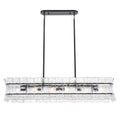 Arabela Lighting 85254-6 Matte Black 47'' Sophie Linear Chandelier In Matte Black With Textured Rectangular Glass Panels Image 1