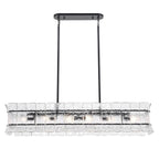 Arabela Lighting 85254-6 Matte Black 47'' Sophie Linear Chandelier In Matte Black With Textured Rectangular Glass Panels Image 1
