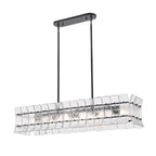 Arabela Lighting Sophie 47'' Sophie Linear Chandelier In Matte Black With Textured Rectangular Glass Panels