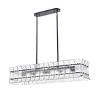 Arabela Lighting 85254-6 Matte Black 47'' Sophie Linear Chandelier In Matte Black With Textured Rectangular Glass Panels Image 7