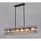 Arabela Lighting 85254-6 Matte Black 47'' Sophie Linear Chandelier In Matte Black With Textured Rectangular Glass Panels Image 4