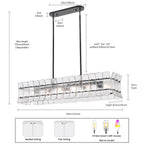 Arabela Lighting 85254-6 Matte Black 47'' Sophie Linear Chandelier In Matte Black With Textured Rectangular Glass Panels Image 2