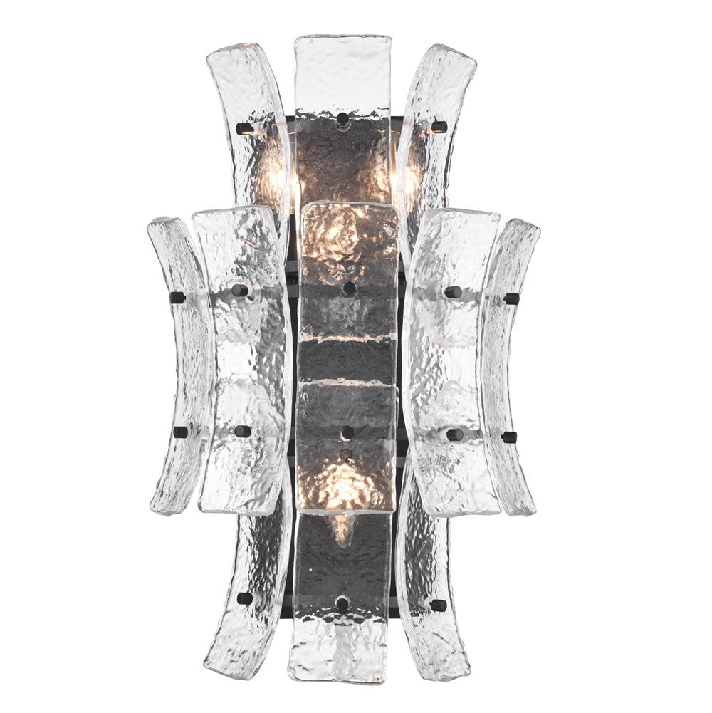Arabela Lighting 85256-4 Matte Black 19.75'' Sophie Sconce In Matte Black With Textured Rectangular Glass Panels Image 1