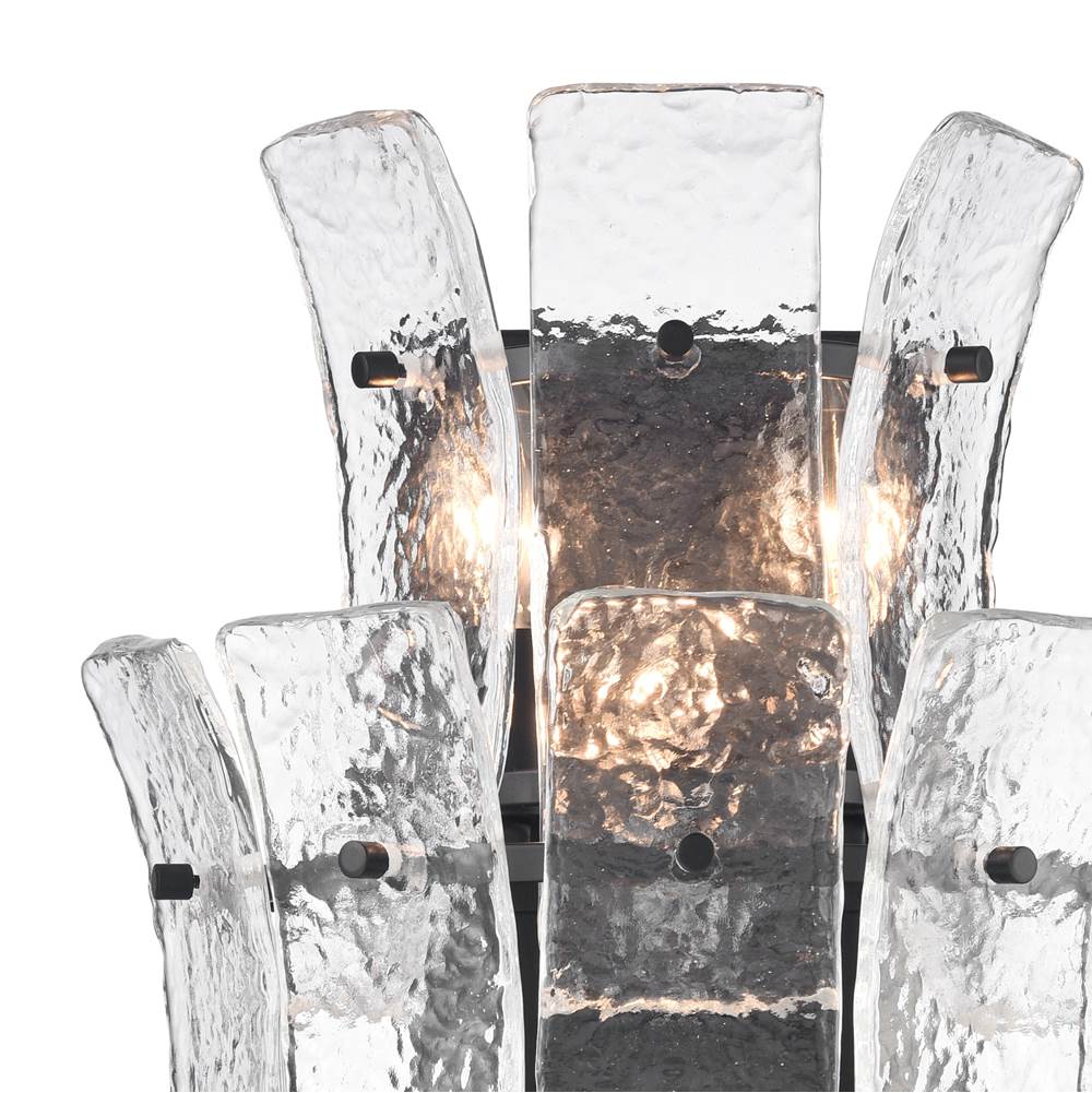 Arabela Lighting Sophie 19.75'' Sophie Sconce In Matte Black With Textured Rectangular Glass Panels