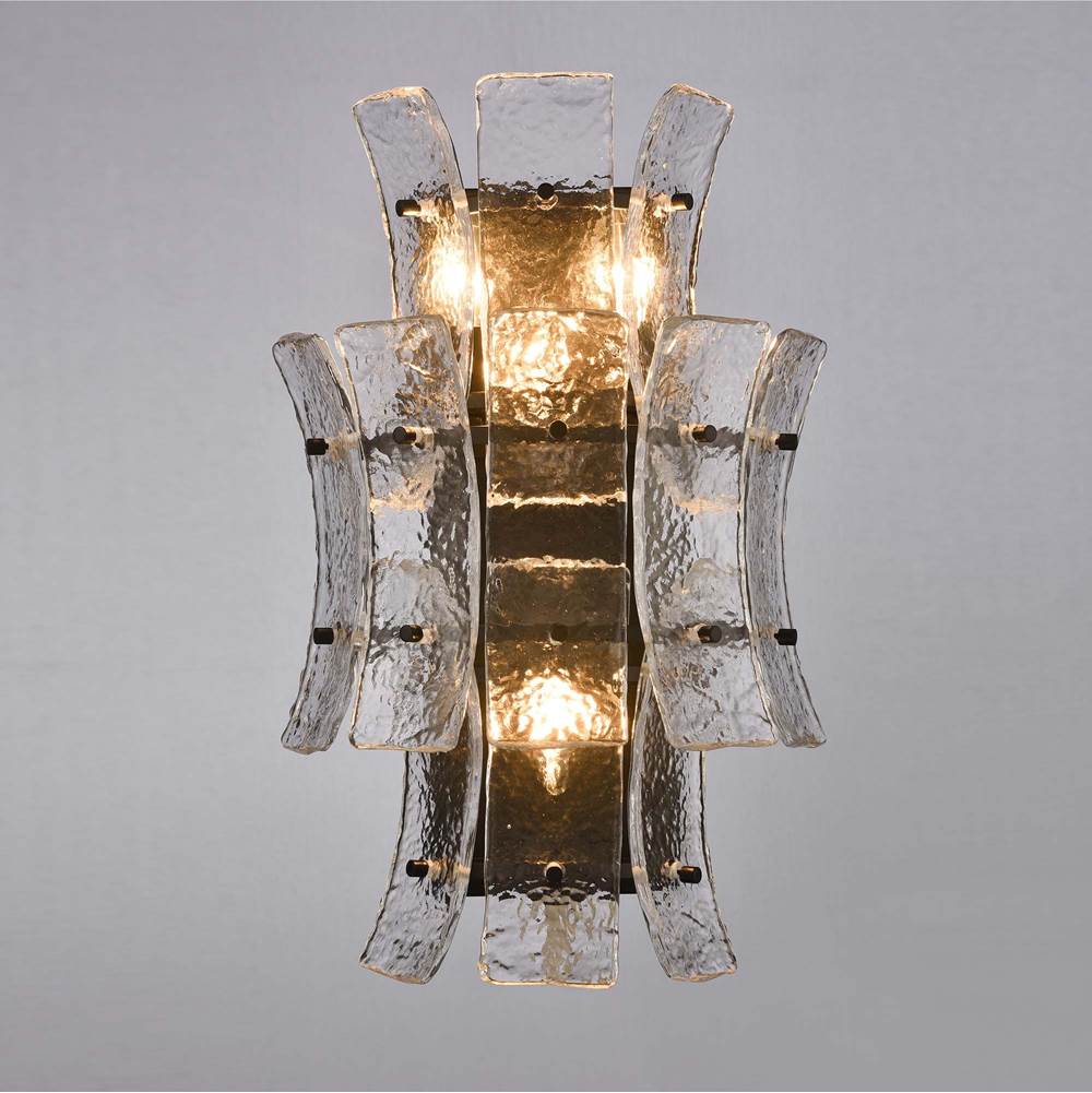 Arabela Lighting 85256-4 Matte Black 19.75'' Sophie Sconce In Matte Black With Textured Rectangular Glass Panels Image 3