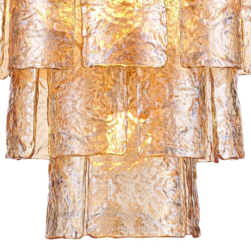 Arabela Lighting Fire And Ice 21''  Fire And Ice  Chandelier In Lacquered Gold With Textured Champagne Glass