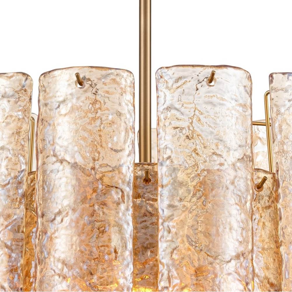 Arabela Lighting 85261-5 Lacquered Gold 21''  Fire And Ice  Chandelier In Lacquered Gold With Textured Champagne Glass Image 4