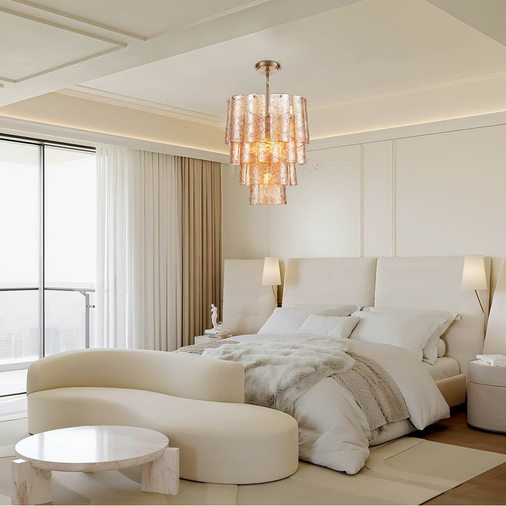 Arabela Lighting 85261-5 Lacquered Gold 21''  Fire And Ice  Chandelier In Lacquered Gold With Textured Champagne Glass Image 3