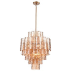 Arabela Lighting 85262-13 Lacquered Gold 29''  Fire And Ice  Chandelier In Lacquered Gold With Textured Champagne Glass Image 1