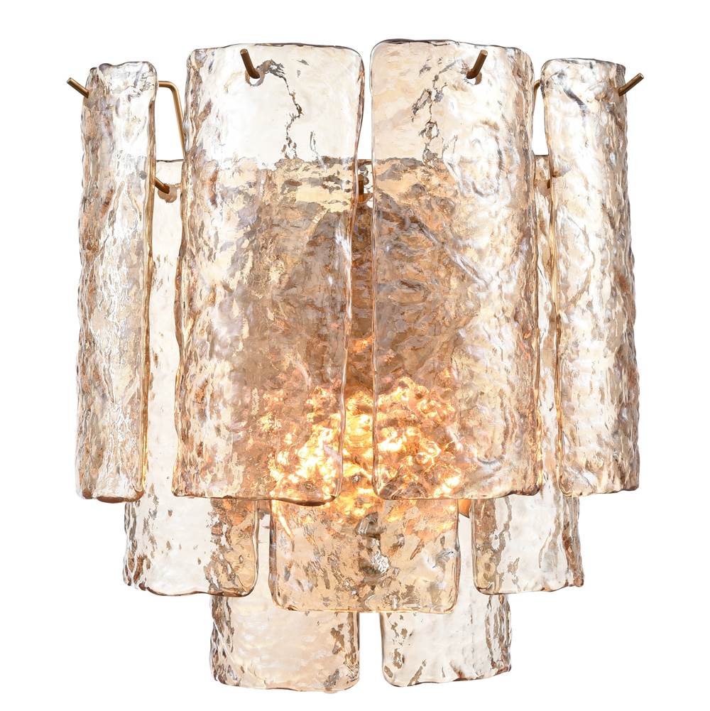 Arabela Lighting 85264-2 Lacquered Gold 13''  Fire And Ice  Wall Sonce In Lacquered Gold With Textured Champagne Glass Image 1