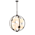 Arabela Lighting 85270-12 Dark Bronze 32'' Concentra Pendant In Dark Bronze With Striated White Glass Globes Image 1