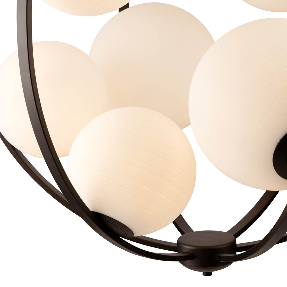 Arabela Lighting 85270-12 Dark Bronze 32'' Concentra Pendant In Dark Bronze With Striated White Glass Globes Image 3