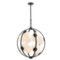 Arabela Lighting 85271-12 Dark Bronze 25'' Concentra Pendant In Dark Bronze With Striated White Glass Globes Image 1