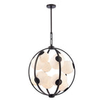 Arabela Lighting 85271-12 Dark Bronze 25'' Concentra Pendant In Dark Bronze With Striated White Glass Globes Image 1