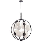 Arabela Lighting 85271-12 Dark Bronze 25'' Concentra Pendant In Dark Bronze With Striated White Glass Globes Image 7