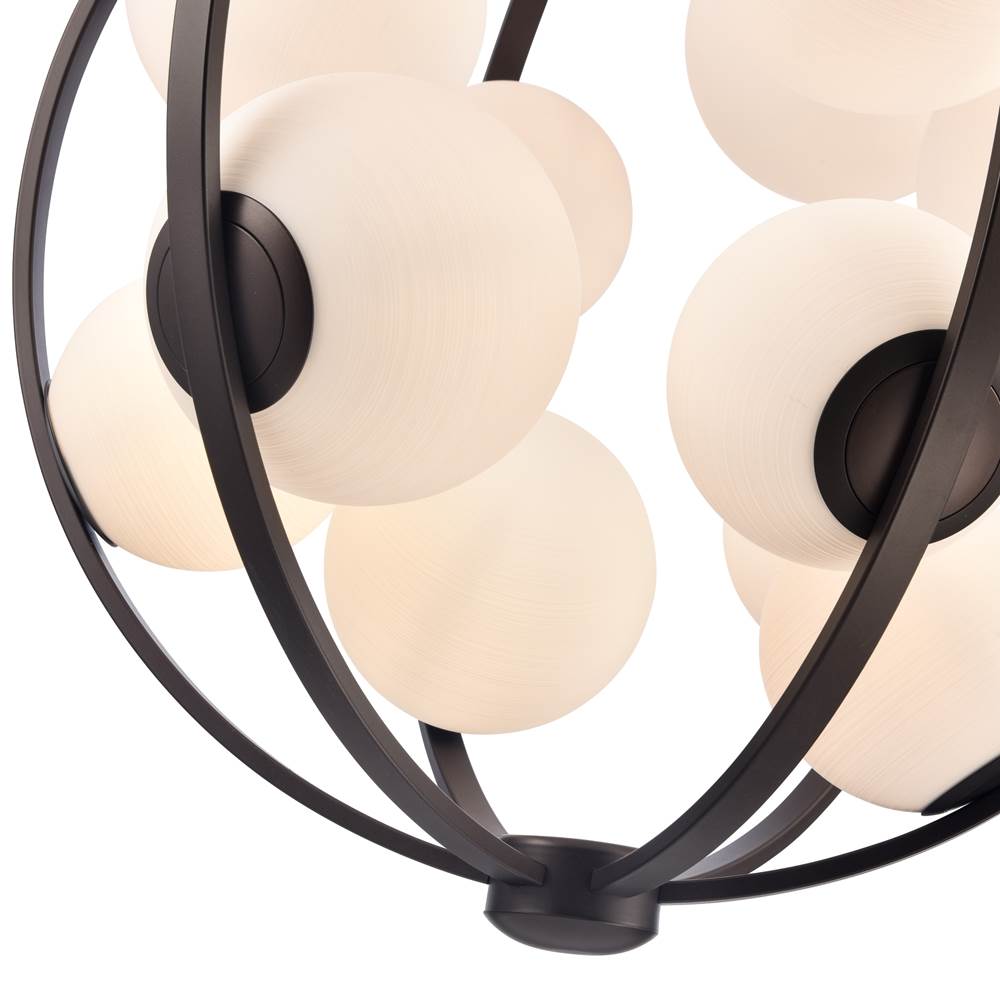 Arabela Lighting 85271-12 Dark Bronze 25'' Concentra Pendant In Dark Bronze With Striated White Glass Globes Image 6