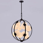 Arabela Lighting 85271-12 Dark Bronze 25'' Concentra Pendant In Dark Bronze With Striated White Glass Globes Image 4