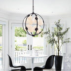 Arabela Lighting 85271-12 Dark Bronze 25'' Concentra Pendant In Dark Bronze With Striated White Glass Globes Image 3