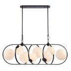Arabela Lighting 85273-8 Dark Bronze 56'' Concentra Linear Chandelier In Dark Bronze With Striated White Glass Globes Image 1