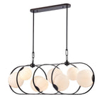 Arabela Lighting Concentro 56'' Concentra Linear Chandelier In Dark Bronze With Striated White Glass Globes