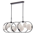 Arabela Lighting 85273-8 Dark Bronze 56'' Concentra Linear Chandelier In Dark Bronze With Striated White Glass Globes Image 7