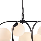 Arabela Lighting 85273-8 Dark Bronze 56'' Concentra Linear Chandelier In Dark Bronze With Striated White Glass Globes Image 6