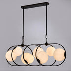 Arabela Lighting 85273-8 Dark Bronze 56'' Concentra Linear Chandelier In Dark Bronze With Striated White Glass Globes Image 4